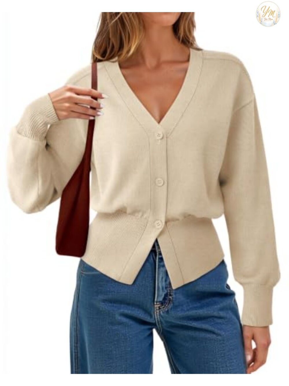 Women's Open Front Knit Cardigan Long Sleeve V-Neck